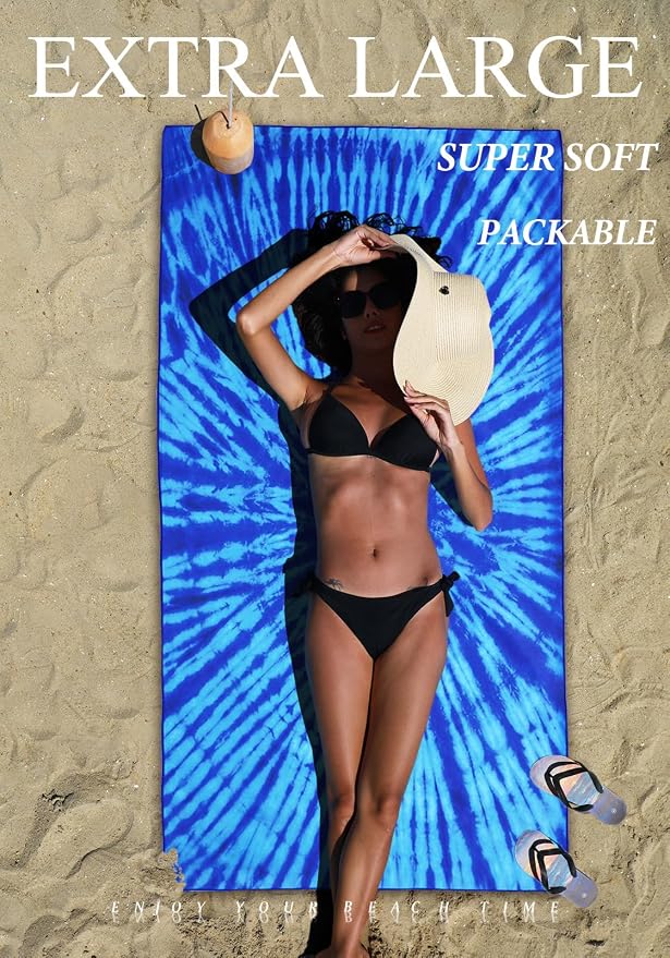 4 Pack Microfiber Lightweight Thin Beach Towel Sand Free Quick Dry Super - Image 3