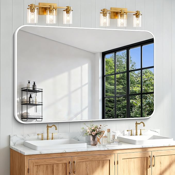 BONEWEI White Bathroom Mirror, 55x36 inch Wall Mirror - Image 2