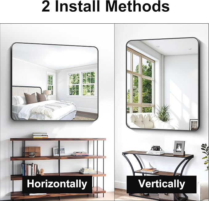 BONEWEI Black Bathroom Mirror, 40x48 inch Wall Mirror - Image 4