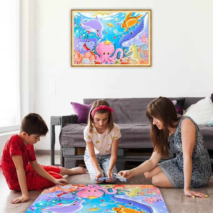 Jumbo Floor Puzzle for Kids Underwater Jigsaw Large Puzzles 48 Piece for - Image 8