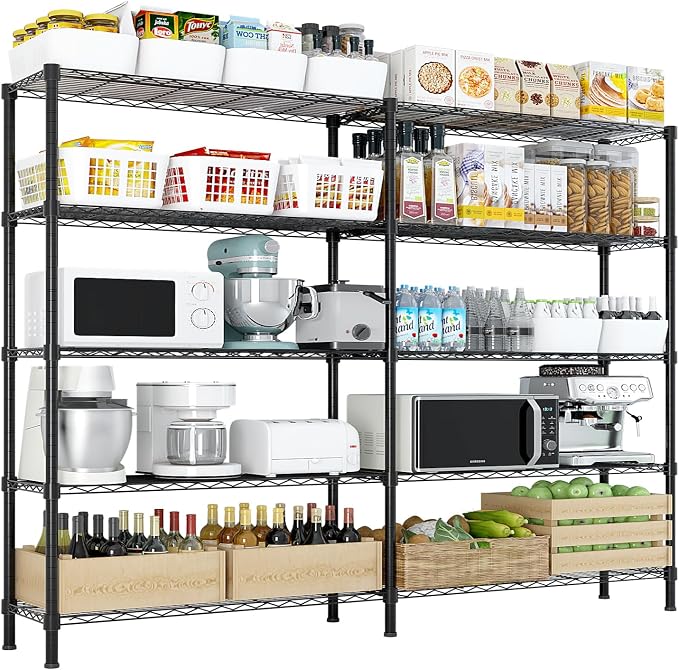 5 Tier Storage Racks Shelving, Heavy Steel Pantry Shelves, Adjustable Wire by Unknown