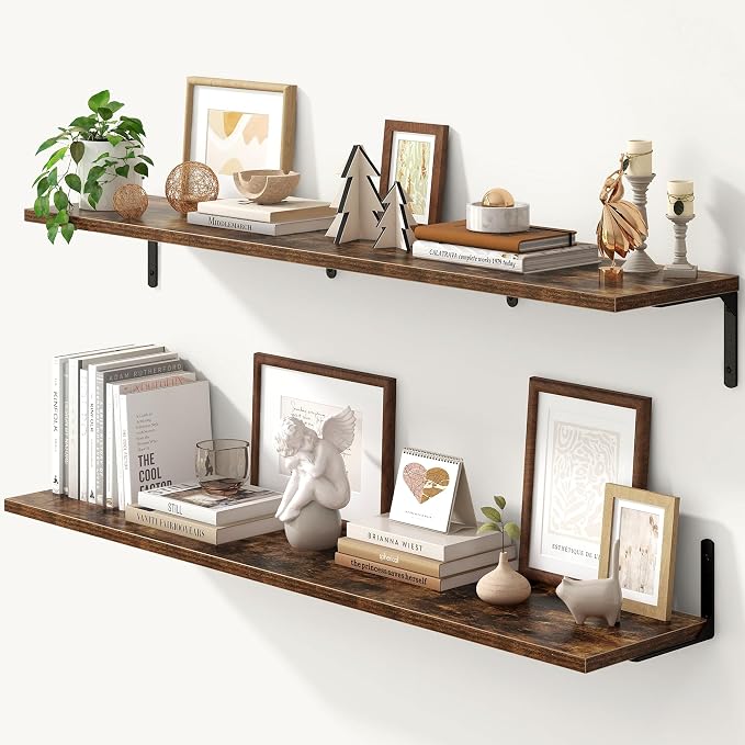 Fun Memories Deep Floating Shelves, 48W x 8D Floating Shelves Set of 2 by FunMemories