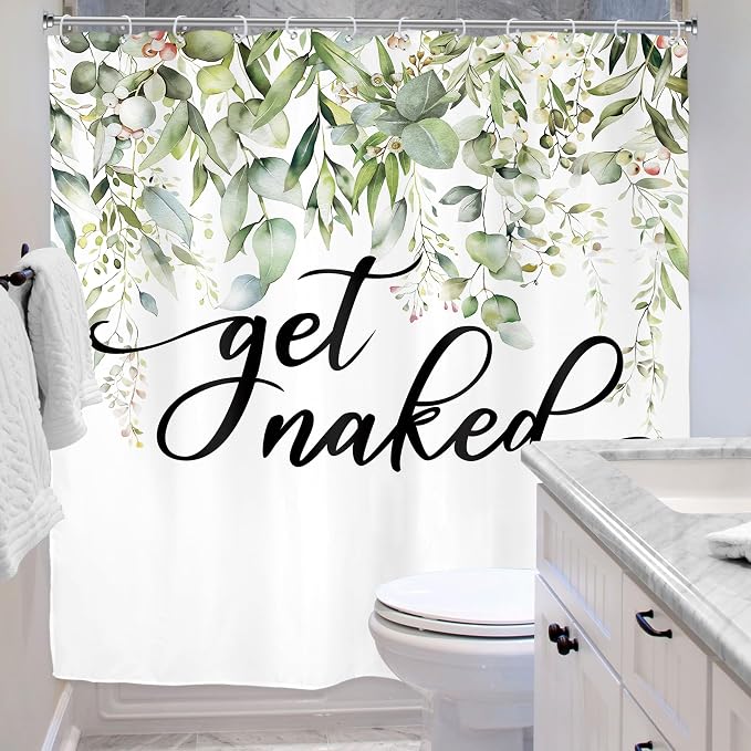 Riyidecor Sage Green Eucalyptus Leaves Shower Curtain - Image 4