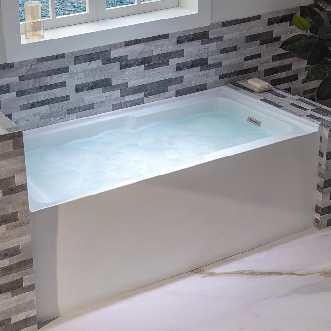 WOODBRIDGE 54" Acrylic Rectangular Alcove Soaking Bathtub in White - Image 9