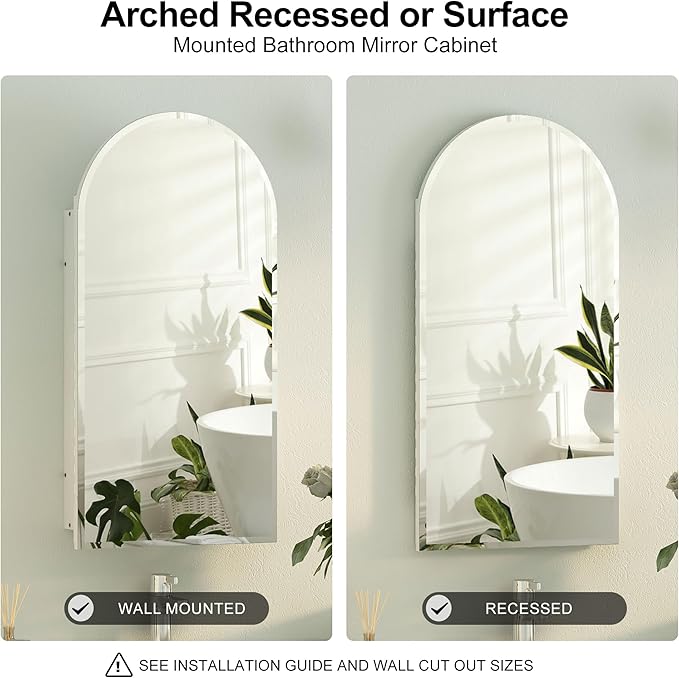 Beveled Edge Arched Recessed Medicine Cabinet - Image 5