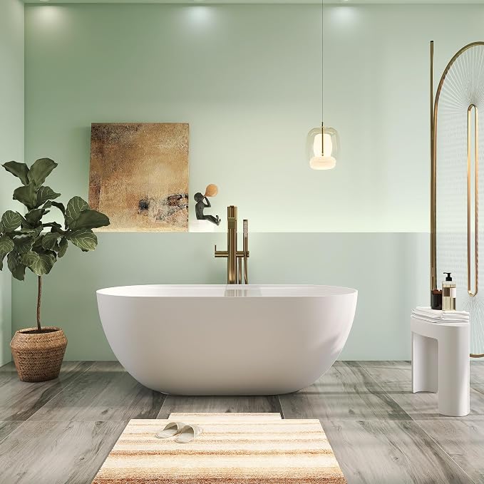 59" Premium Solid Surface Freestanding Bathtub by HIGEINE