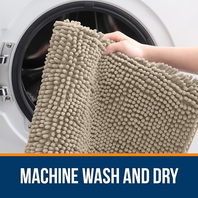 OLANLY Bathroom Rugs 24x16, Extra Soft Absorbent Chenille Bath Rugs, Rubber - Image 5