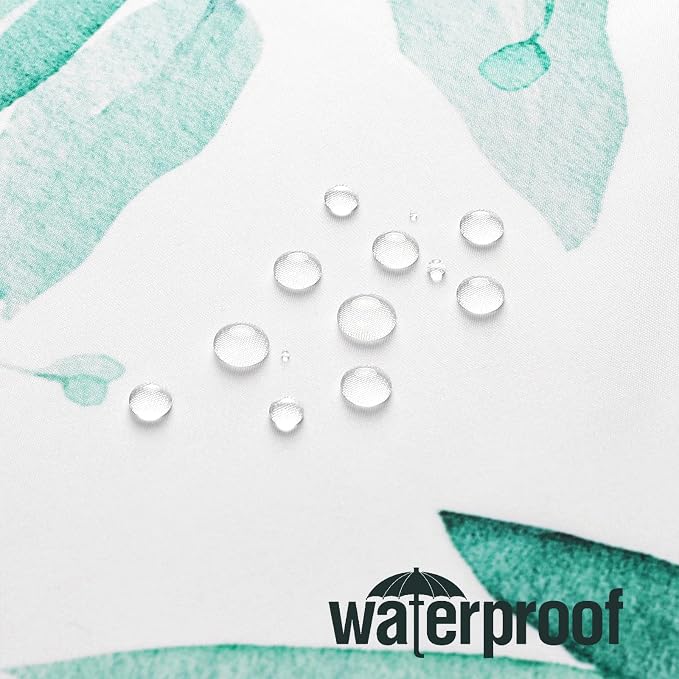 Gibelle Teal Eucalyptus Shower Curtain, Watercolor Plant Leaves - Image 3