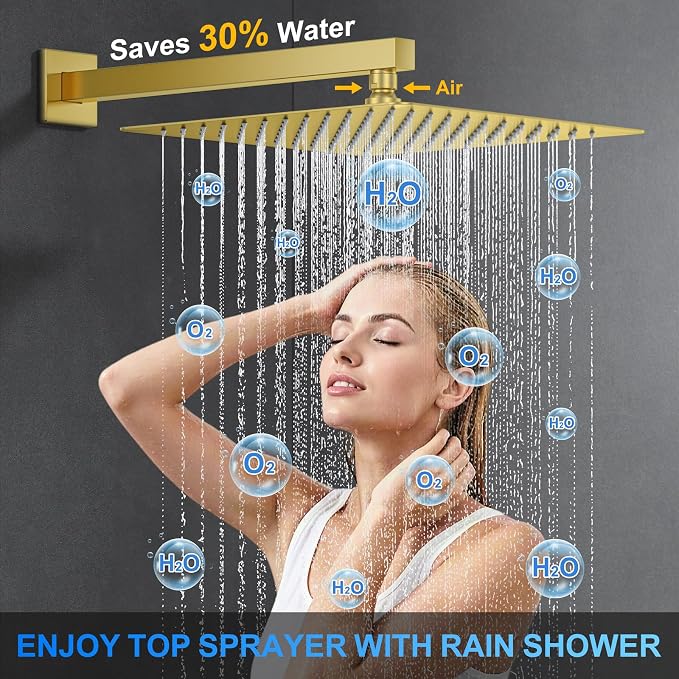 Shower Faucet Set, Brushed Gold - Image 5