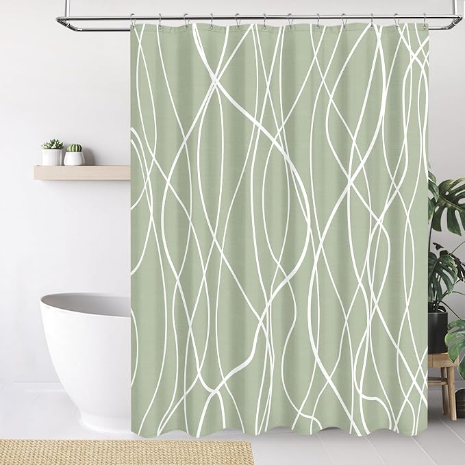 Tititex Morden 140gms Faux Linen Fabric Bath Shower Curtain Set Textured Fabric - Image 7