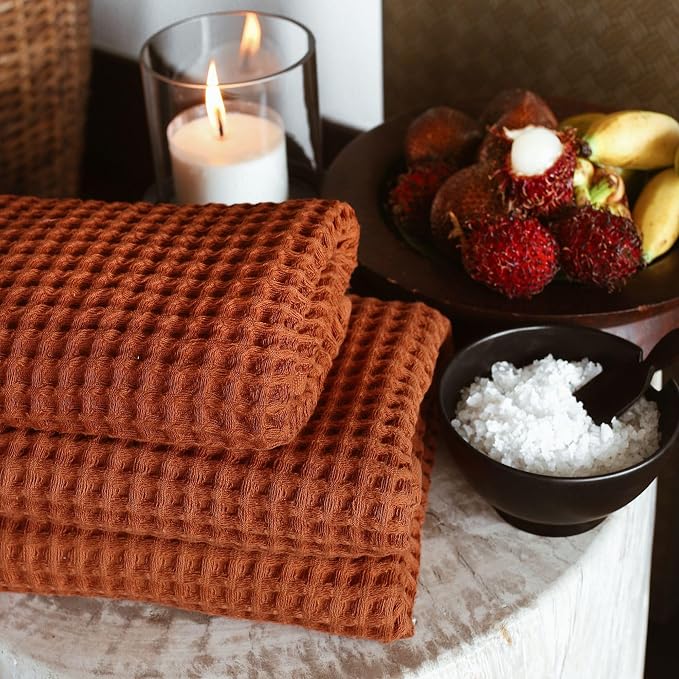 sea me at home Waffle Bath Sheet Set, 100% Turkish Cotton, Includes 1 Bath Sheet - Image 6