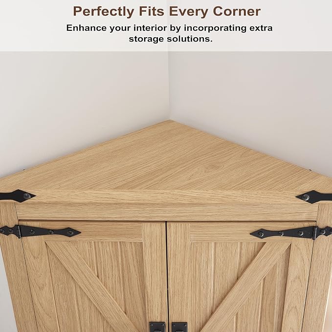Tall Farmhouse Corner Cabinet - Image 4