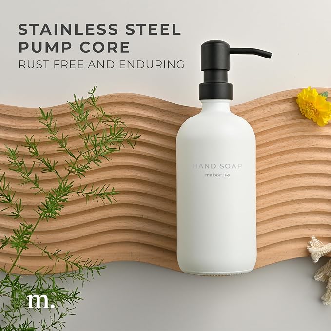 MaisoNovo Soap Dispenser 1-Piece Set | 16.9oz White Bottles - Image 4