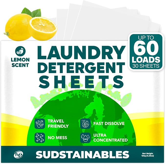 Sudstainables Laundry Detergent Sheets 60 Loads – Dissolvable Laundry Sheet by Sudstainables