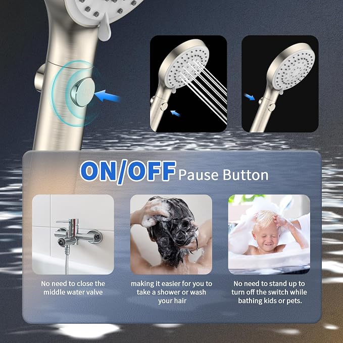 FASDUNT Shower Head with Handheld, High Pressure Handheld Shower Head with 80" - Image 4