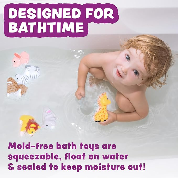 Tub Works® Savanna™ Mold Free Bath Toys, 6 Pack | Sealed, No Hole Bath Toys - Image 2