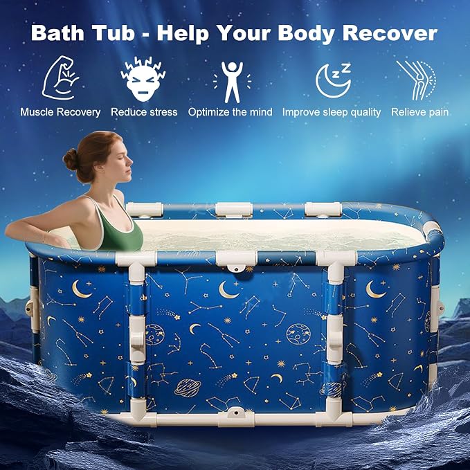 Portable Foldable Hot Cold Bath Tub, Large Portable Soaking Bath Tub - Image 2