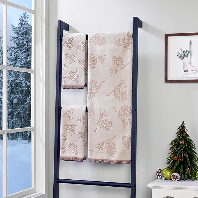 SKL Home Fall/Winter/Christmas Pinecone Jacquard Hand Towel 2pc Set - Image 7