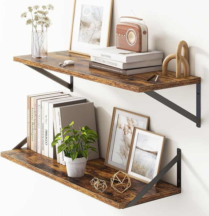 10 Inch Deep Floating Shelves, Floating Shelves 30 Inch Long, Rustic Wood Wall by FunMemories
