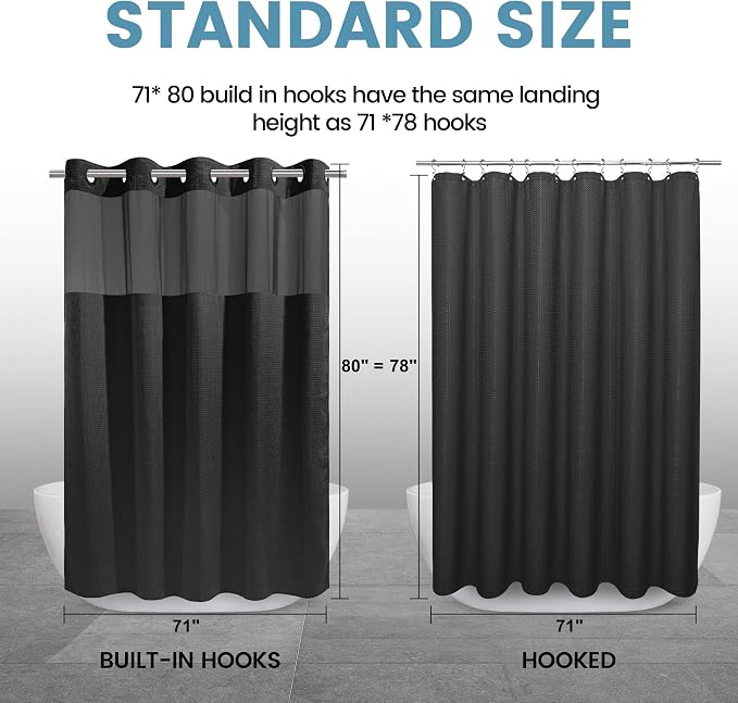 Long No Hook Shower Curtain - Image 7
