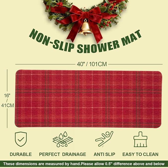 Christmas Non-Slip Bathtub Mat, Anti Slip Shower Mat, Fast Drying Bathtub Mats - Image 2