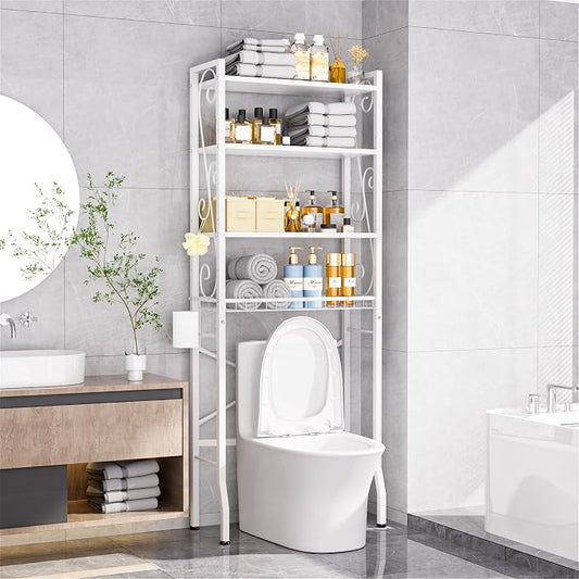 Over-The-Toilet Storage Rack 4-Tier, Bathroom Organizer Shelf Over Toilet by Axdtvoz