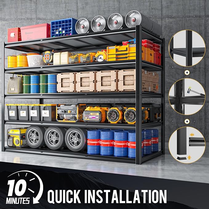 72.2" H Garage Shelving 3000LBS Metal Shelving Unit Adjustable Garage Storage - Image 9