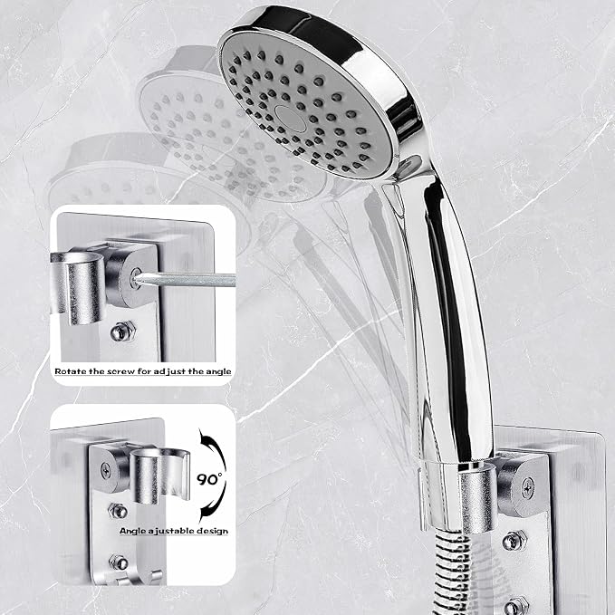 2PCS Shower Head Holder, Strong Adhesive Shower Holder, Adjustable Shower Wand - Image 3