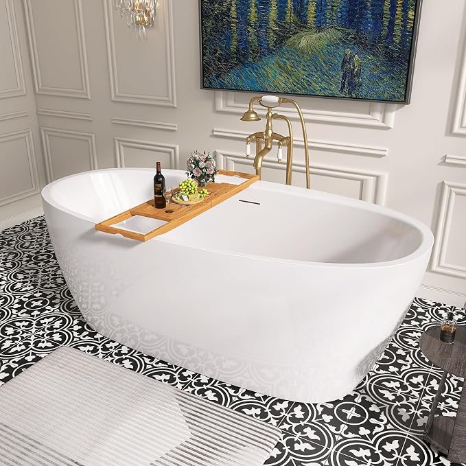 67" Free Standing Tub, Pure Acrylic Freestanding Bathtub, Stylish Stand Alone by Sylonwill