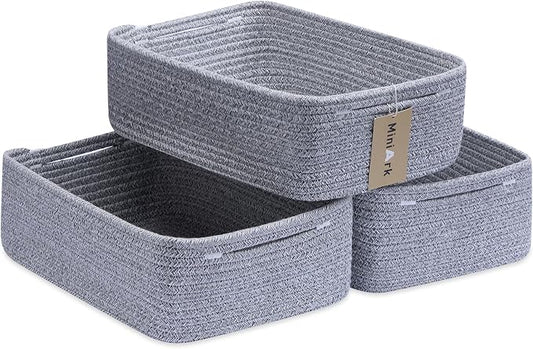 Large Shallow Organizing Baskets 15x11x5.1 Inches by MiniArkStorageBasketsHome