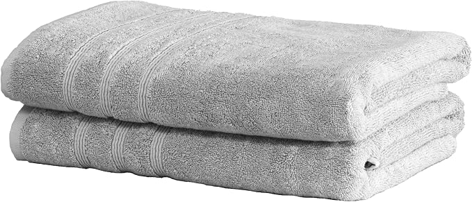 Mosobam Luxury Turkish Set of 2 Bath Towels 30X58 Light Grey 700 GSM Bamboo by Mosobam