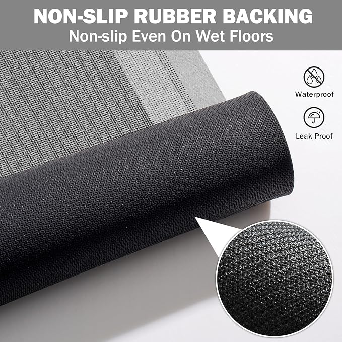Non Slip Long Bath Mat Bathroom Runner, Rubber Backing Ultra Thin Bathroom Rugs - Image 4