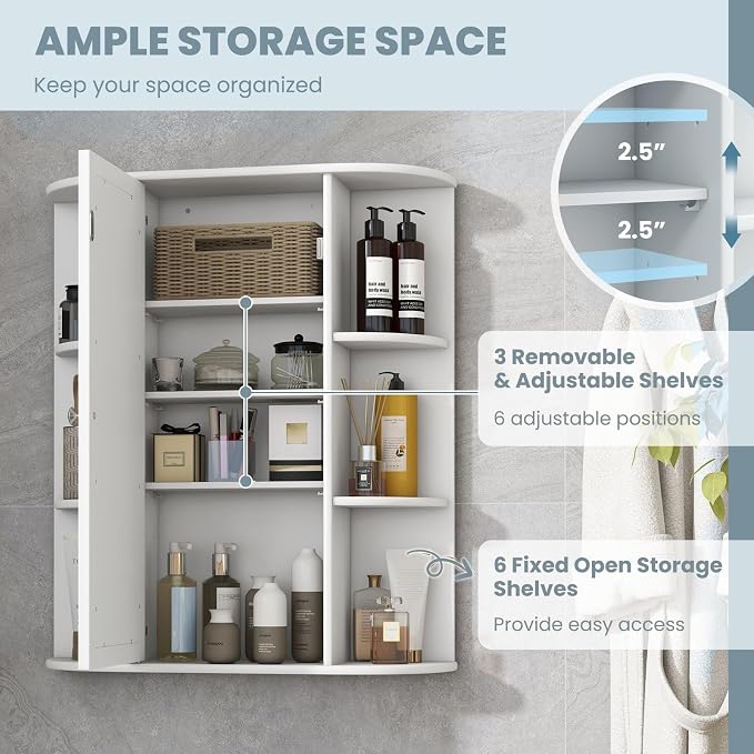 COSTWAY Wall Mounted Bathroom Cabinet, Storage Organizer - Image 6