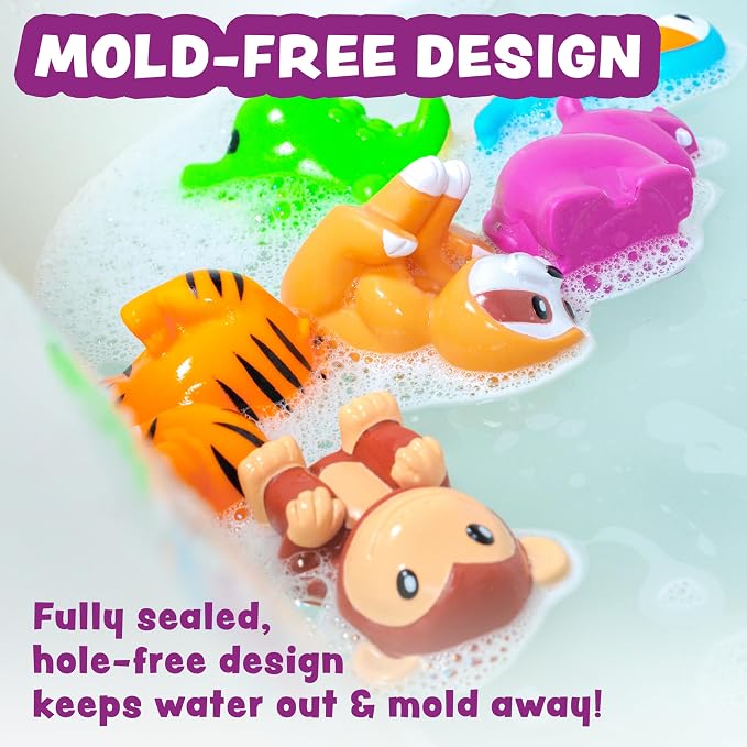 Tub Works® Rainforest™ Mold Free Bath Toys, 6 Pack | Sealed, No Hole Bath Toys - Image 4