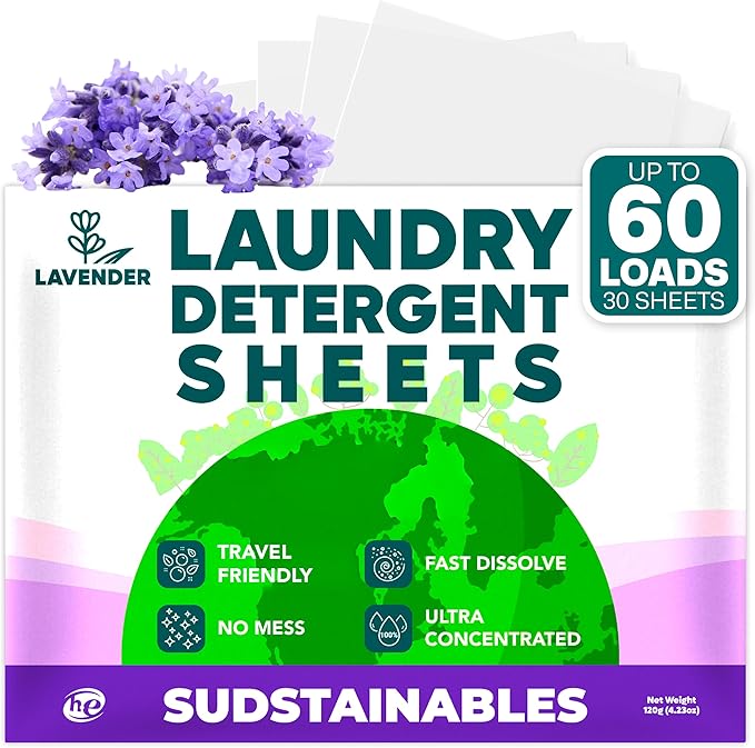 Sudstainables Laundry Detergent Sheets 60 Loads – Dissolvable Laundry Sheet by Sudstainables