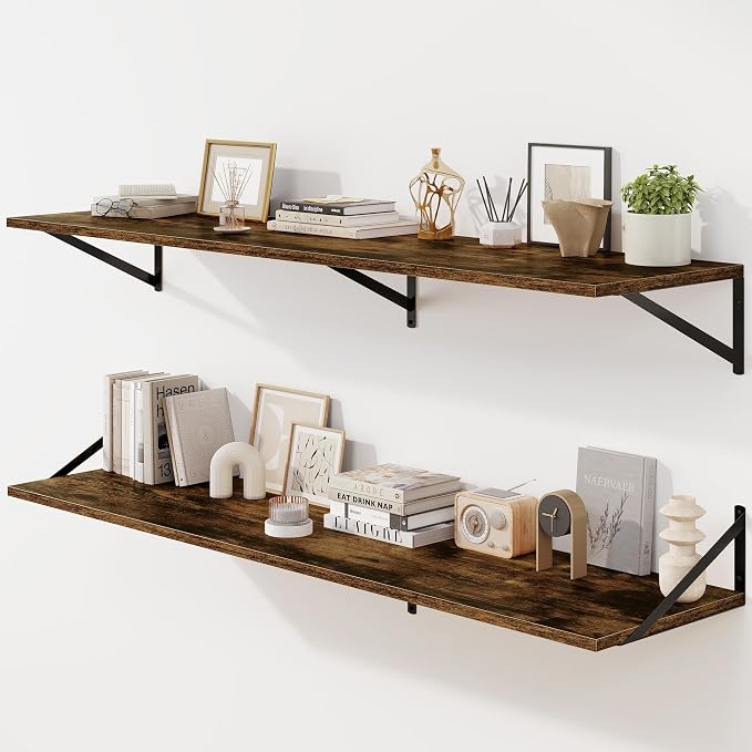 Fun Memories Floating Shelves for Wall, 12 Inch Deep Floating Shelves Set of 2 by FunMemories