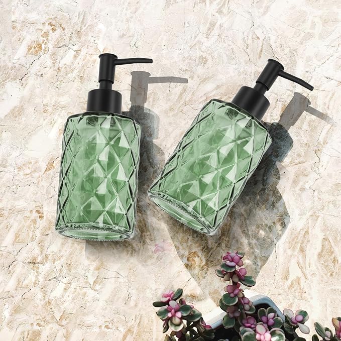 Clear Green Glass Soap Dispenser - Image 7
