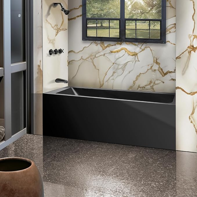 Fine Fixtures Acrylic, Fiberglass Alcove Soaking Bathtub by Fine+Fixtures