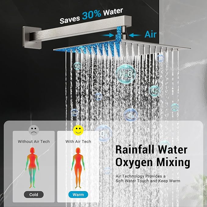 Rain Shower Faucet Set Wall Mounted Rainfall - Image 3