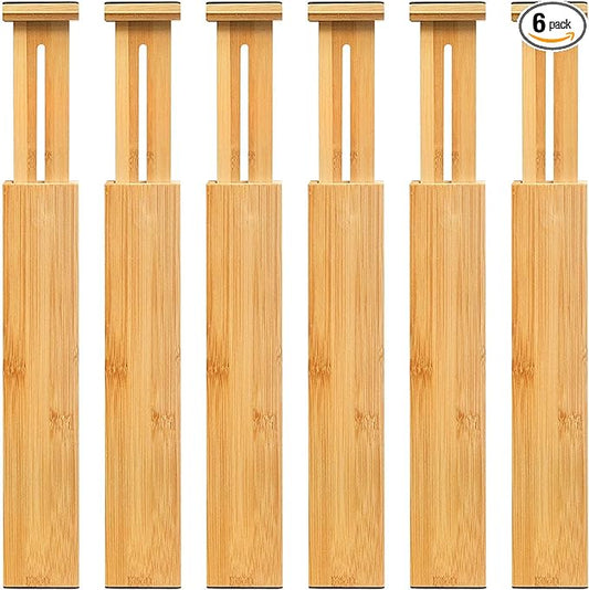 VaeFae Adjustable Bamboo Drawer Dividers, Expandable Drawer Organizer by VaeFaeDirect