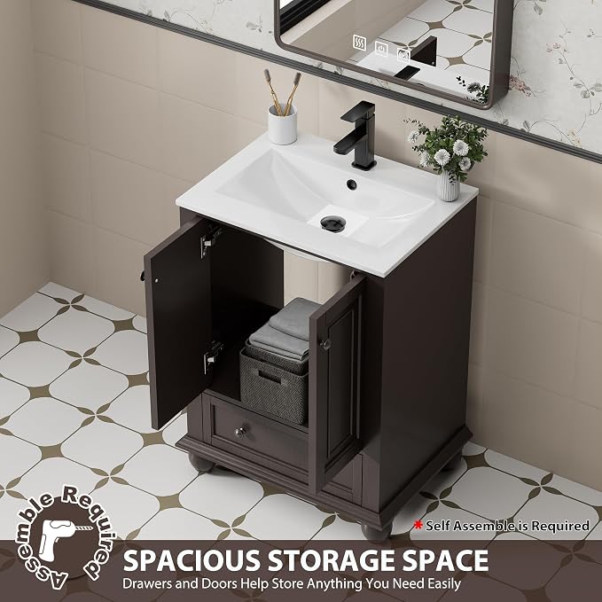 eclife 24" Bathroom Vanity Sink Combo Vintage Style - Image 4