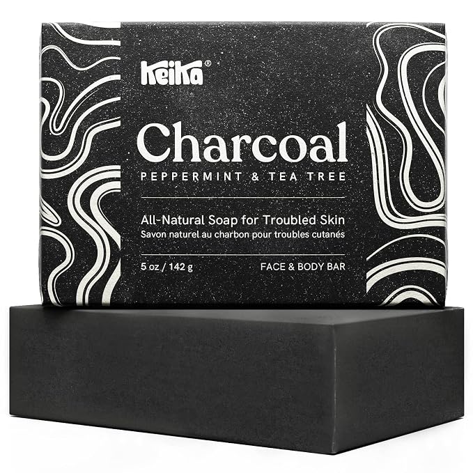 Keika Charcoal Black Soap Bar for Eczema, Men Women Teens by Keika