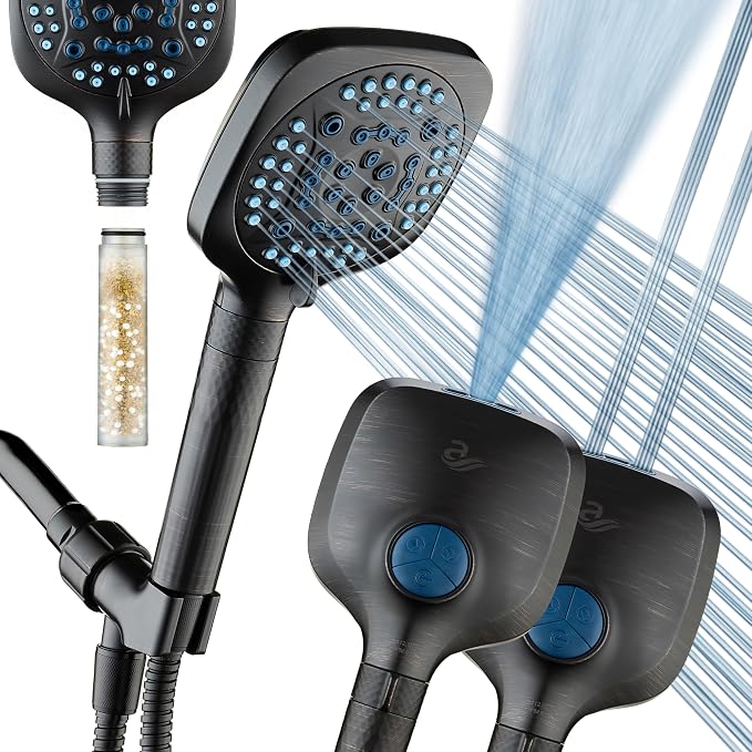 AquaCare 4X High Pressure 10 Spray Mode Filtered Showerhead by HotelSpa