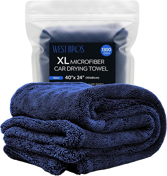 XL Car Drying Towel, 1300 GSM Professional Car Towel by WESTBROS