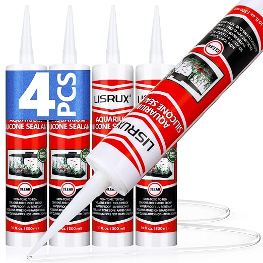 4 Pack Aquarium Silicone Clear Sealant, High Elasticity, Safe by Unknown