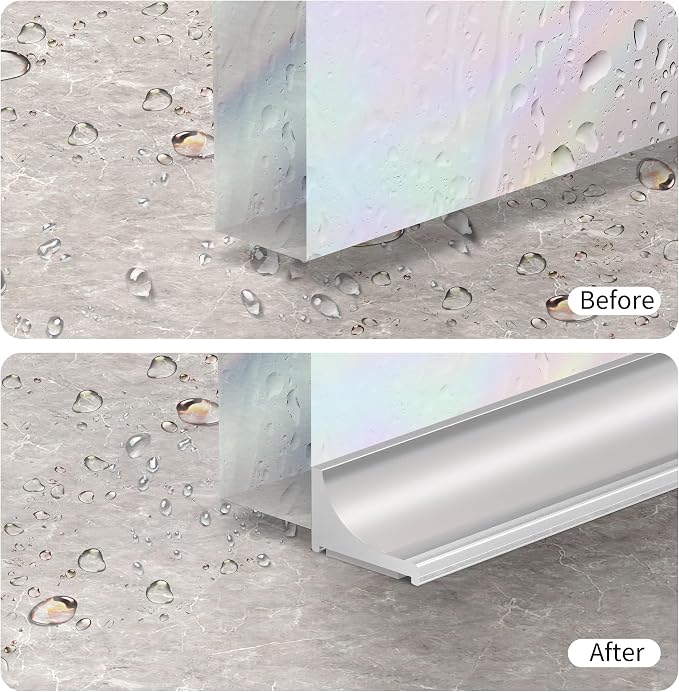 39Inch Shower Threshold Water Dam, Self-Adhesive Silicone Shower Barrier Water - Image 5