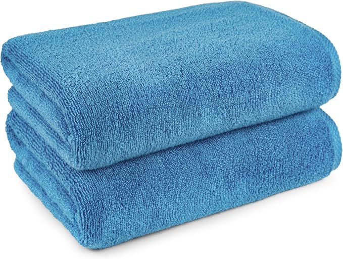 Amazon Basics 2 Piece Quick-Dry Oversize Bath Towel, 100% Cotton, Lake Blue - Image 5