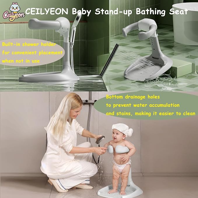 Baby Bath Stand, Foldable & Adjustable 5 Levels Infant Bath Seat, Upgraded Bath - Image 5