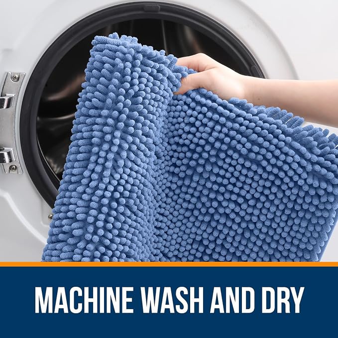OLANLY Bathroom Rugs 36x24, Extra Soft Absorbent Chenille Bath Rugs, Rubber - Image 6