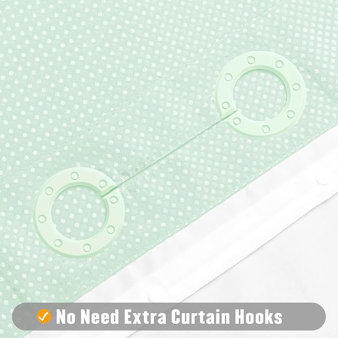 MitoVilla No Hooks Needed Extra Long Shower Curtain Liner Set - Image 3